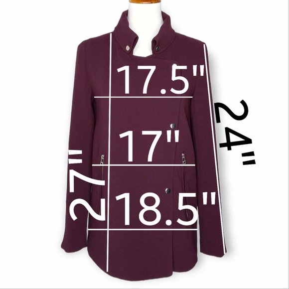 Aritzia Wilfred Moto Jacket Blazer Size XS Purple Eggplant Zippers Snap Closure - Picture 2 of 12